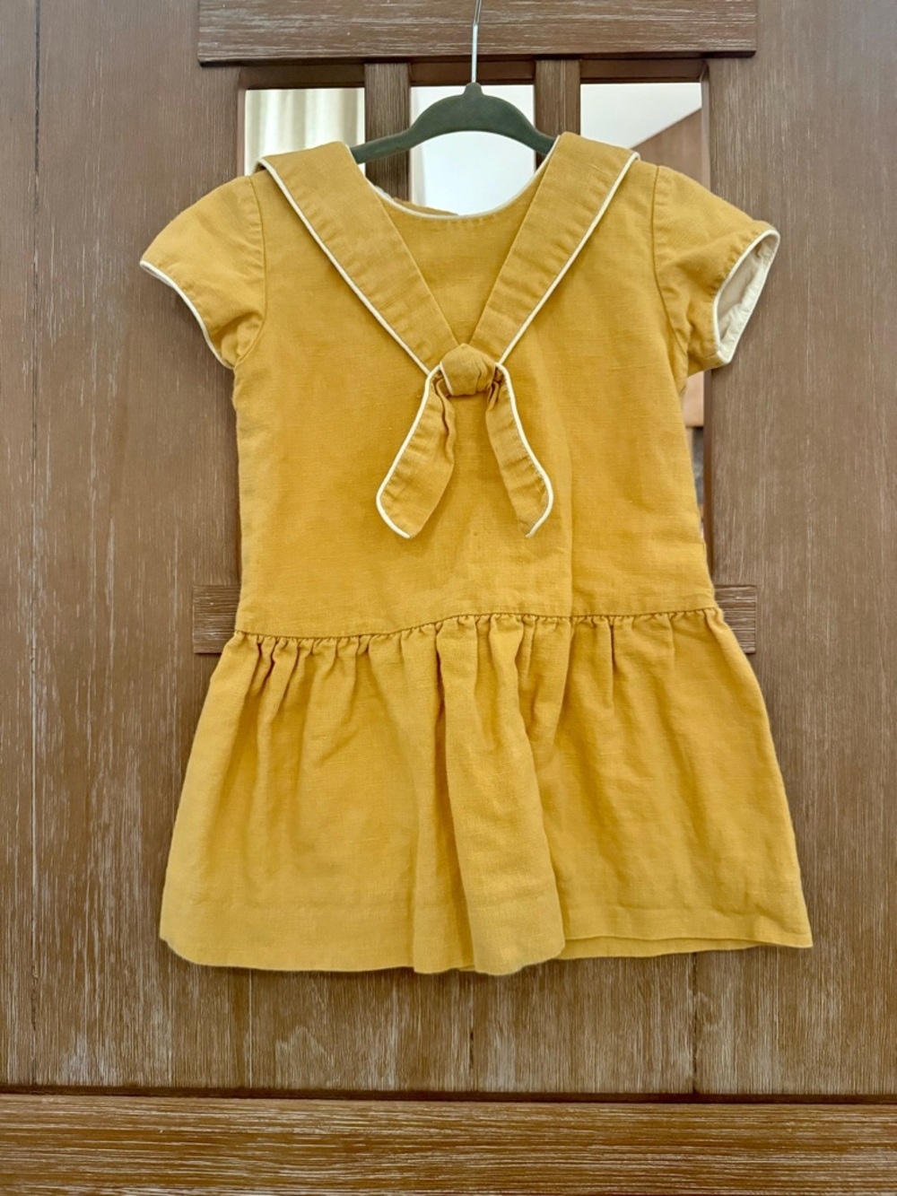 La Coqueta Mustard Yellow Sailor Collar Girls' Dress